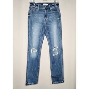 Eunina Rocky High‎ Rise Boyfriend Distressed Ripped Jeans Size 3 Blue Denim